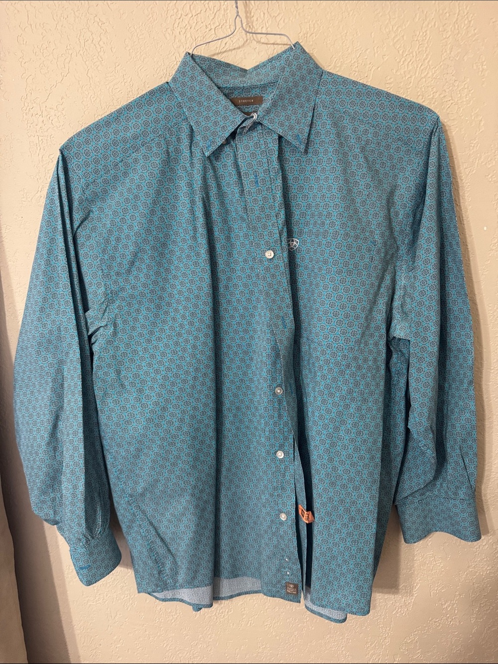 Ariat Teal Geometric Long-Sleeve Dress Shirt